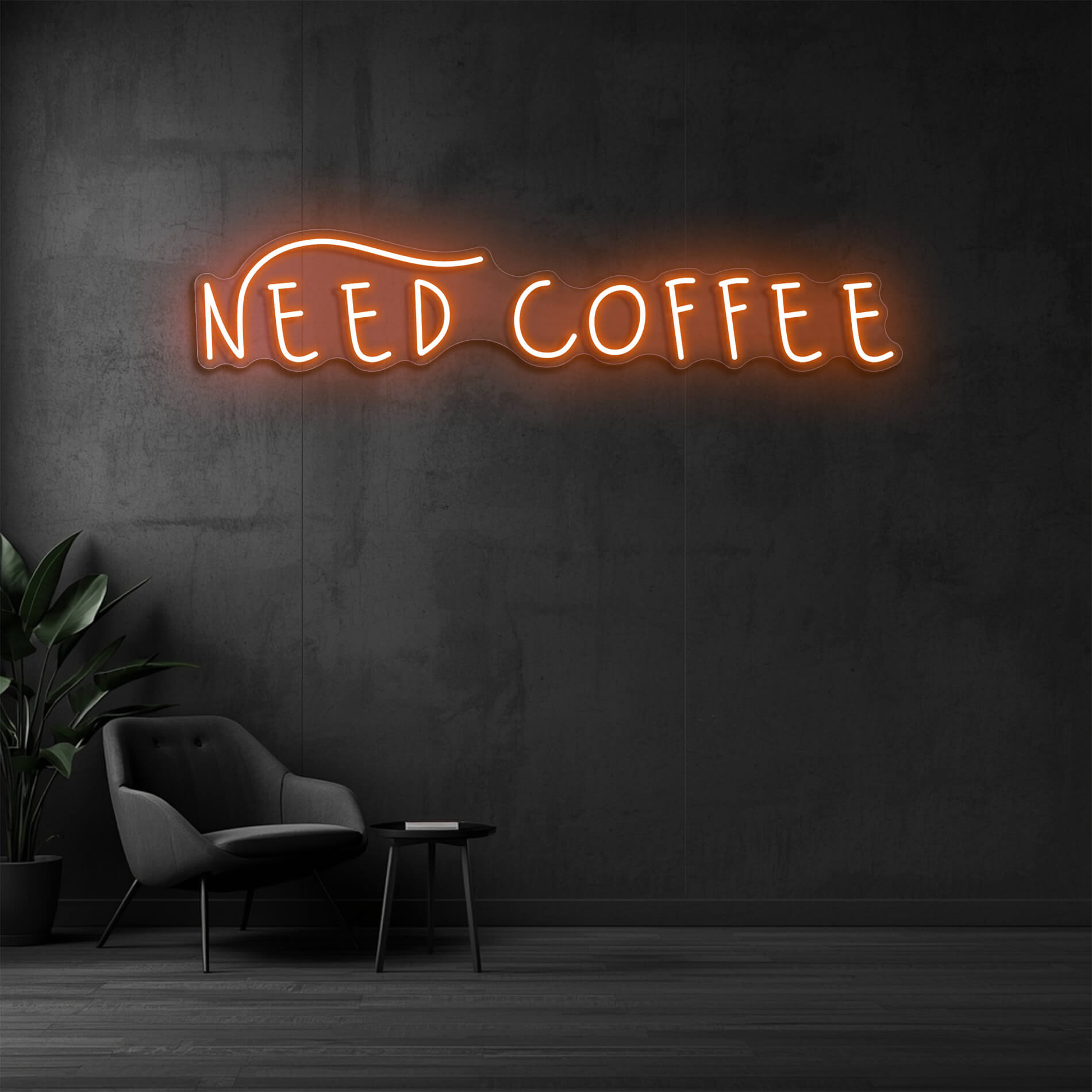 Need Coffee Neon Café Schild orange für moderne Cafés