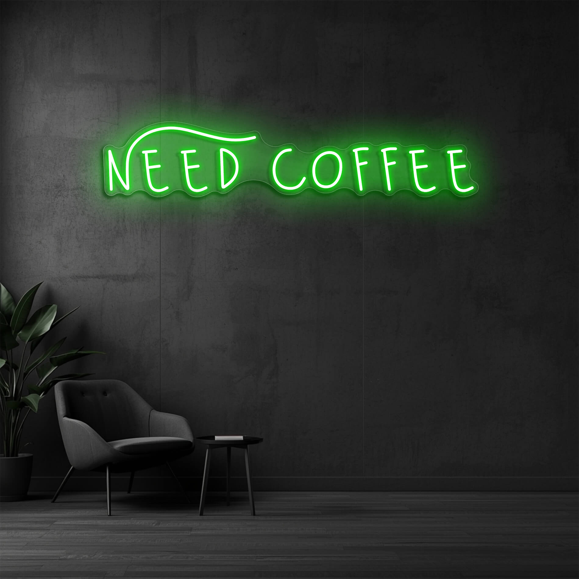 Need Coffee Neon Schild Café gruen für Coffee Shops