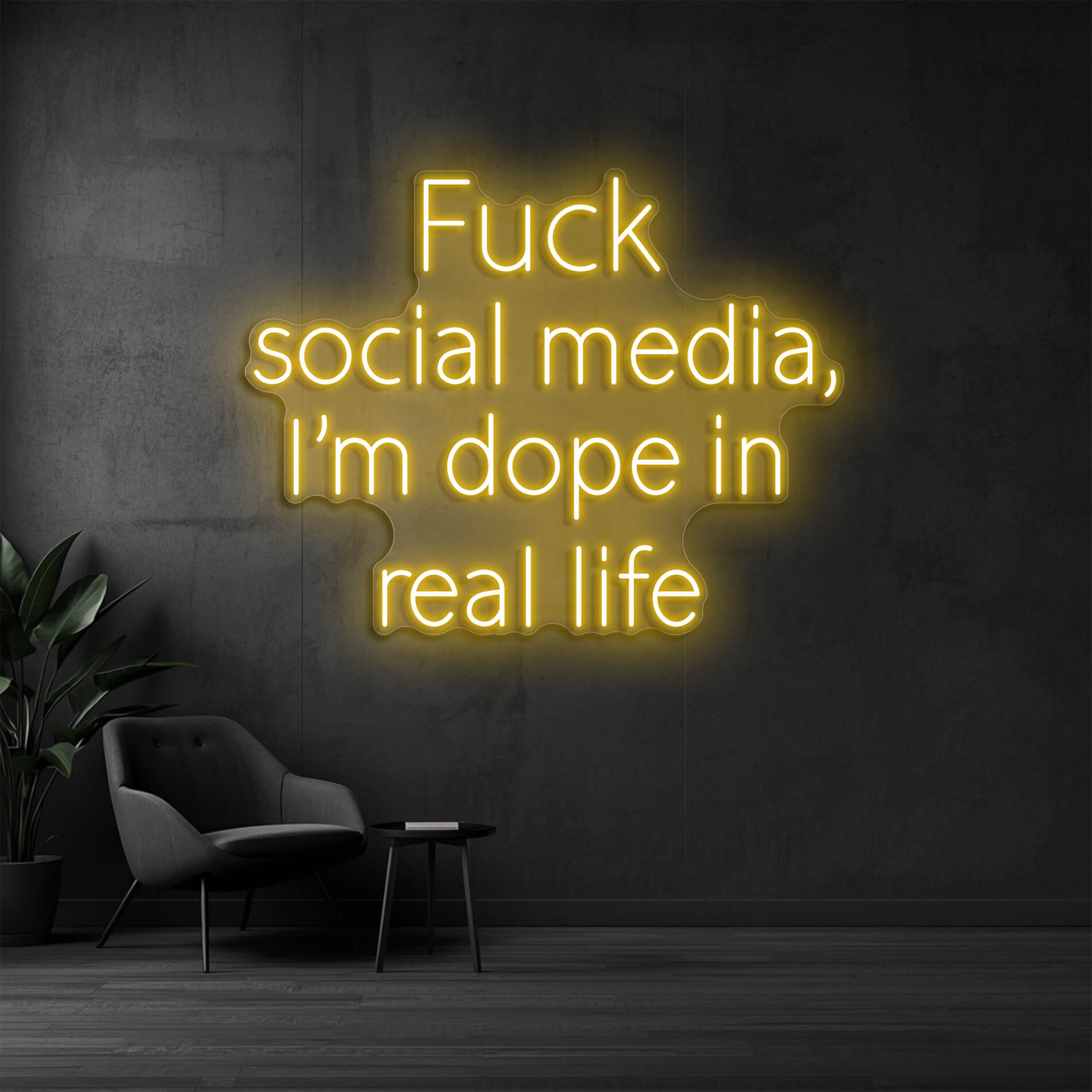 Neon Statement Licht I'm dope in real life in gold-gelb