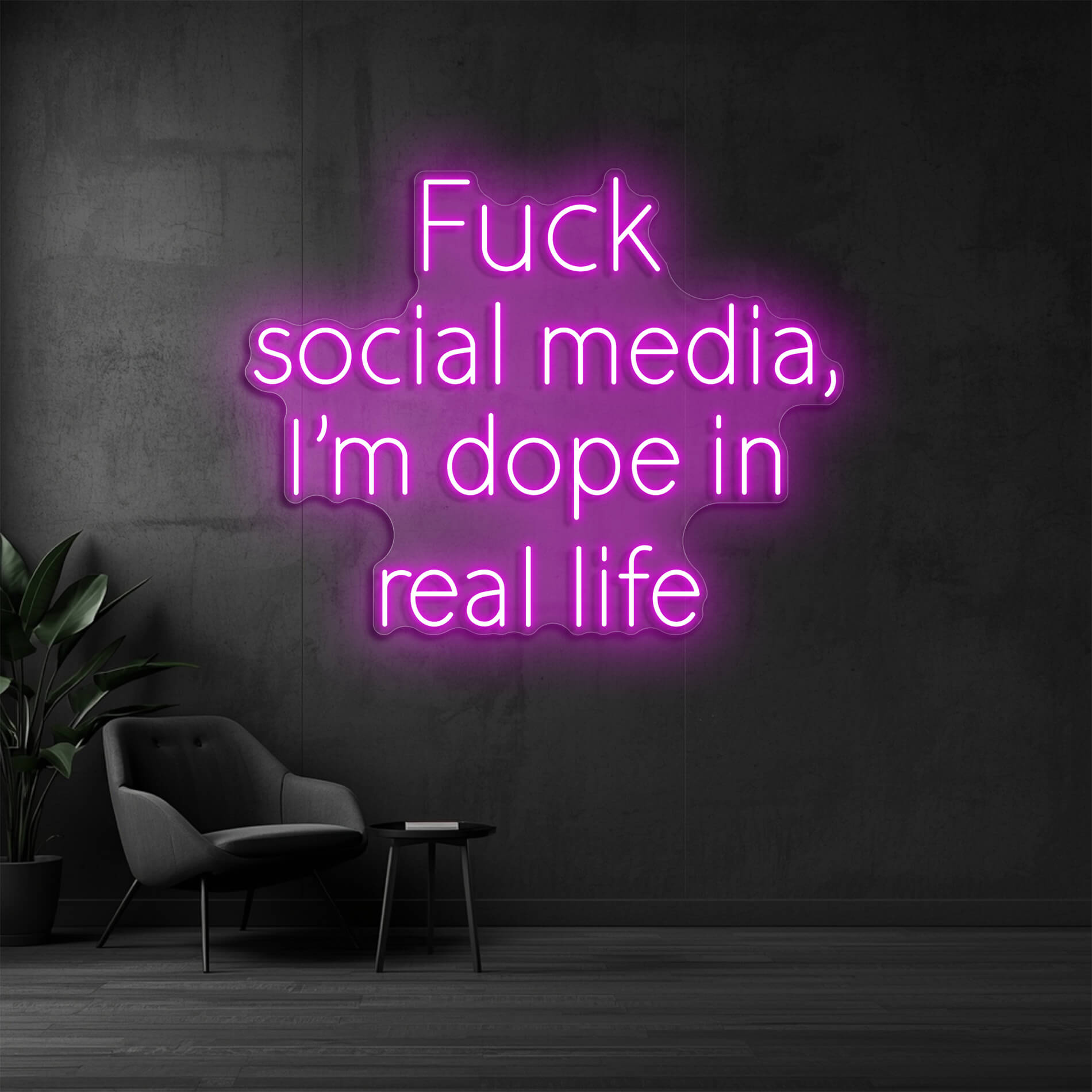 Neon Leuchtschrift I'm dope in real life in pink für stylische Zimmer