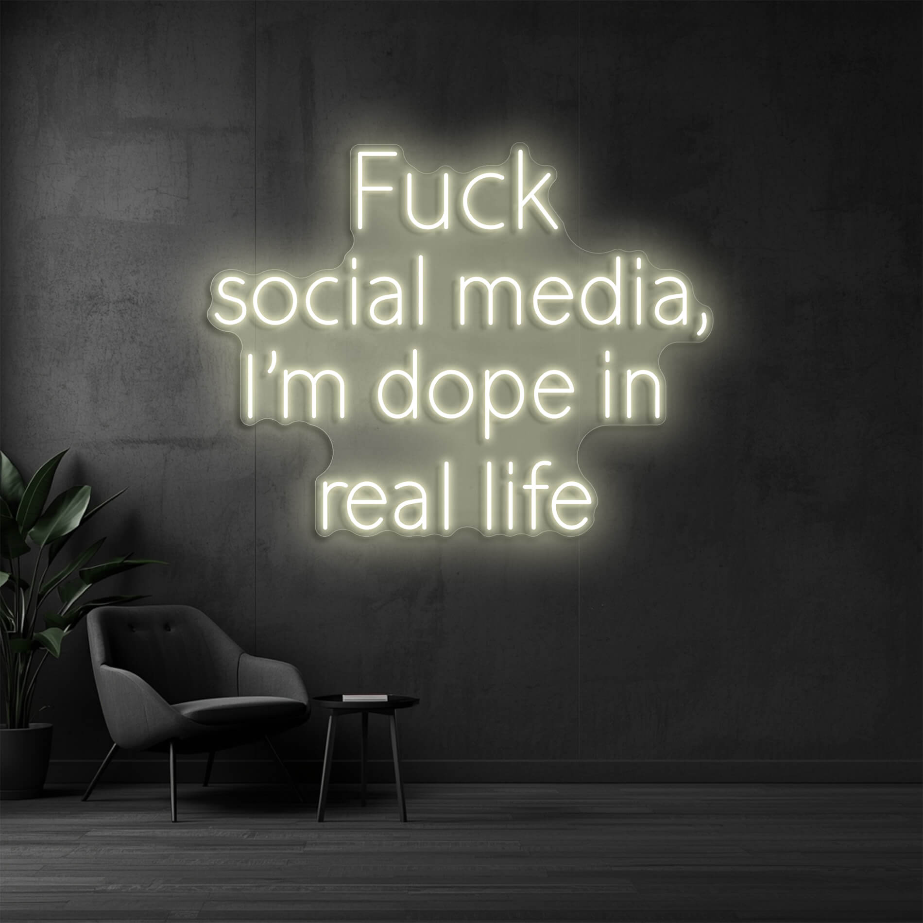 LED Neon Wandlampe I'm dope in real life in warm-weiss für Schlafzimmer