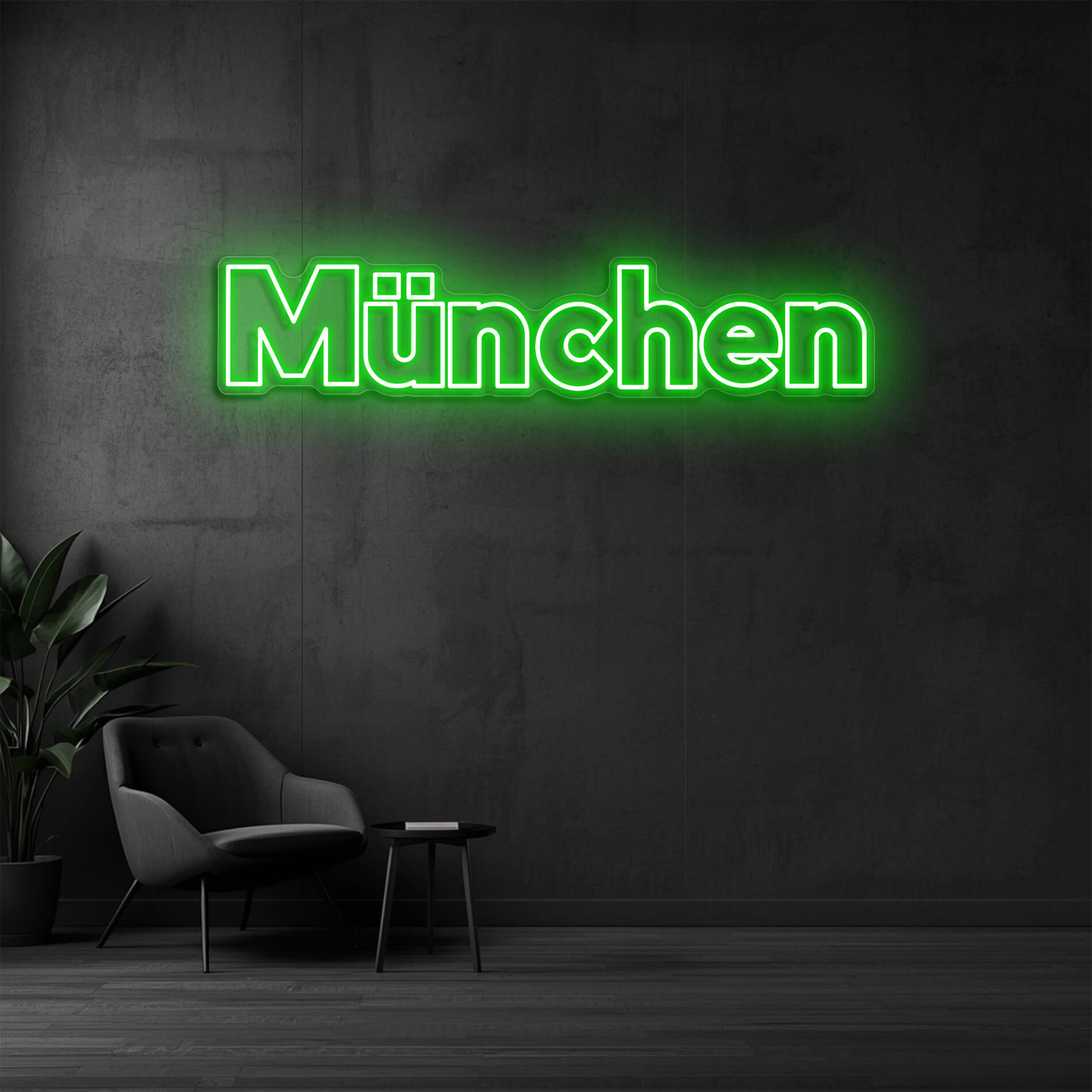 Neon Schild München gruen als LED Neon Schild