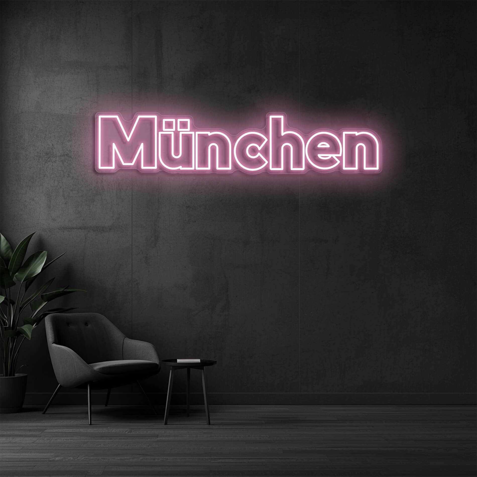 Neon Schild München light pink als moderne Neonbeleuchtung
