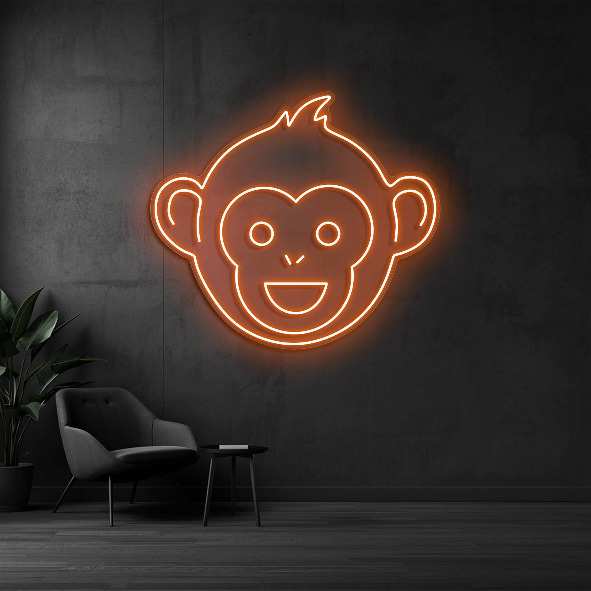 LED Neonschild Neonmonki als auffälliges Neonschild für Unternehmen in orange