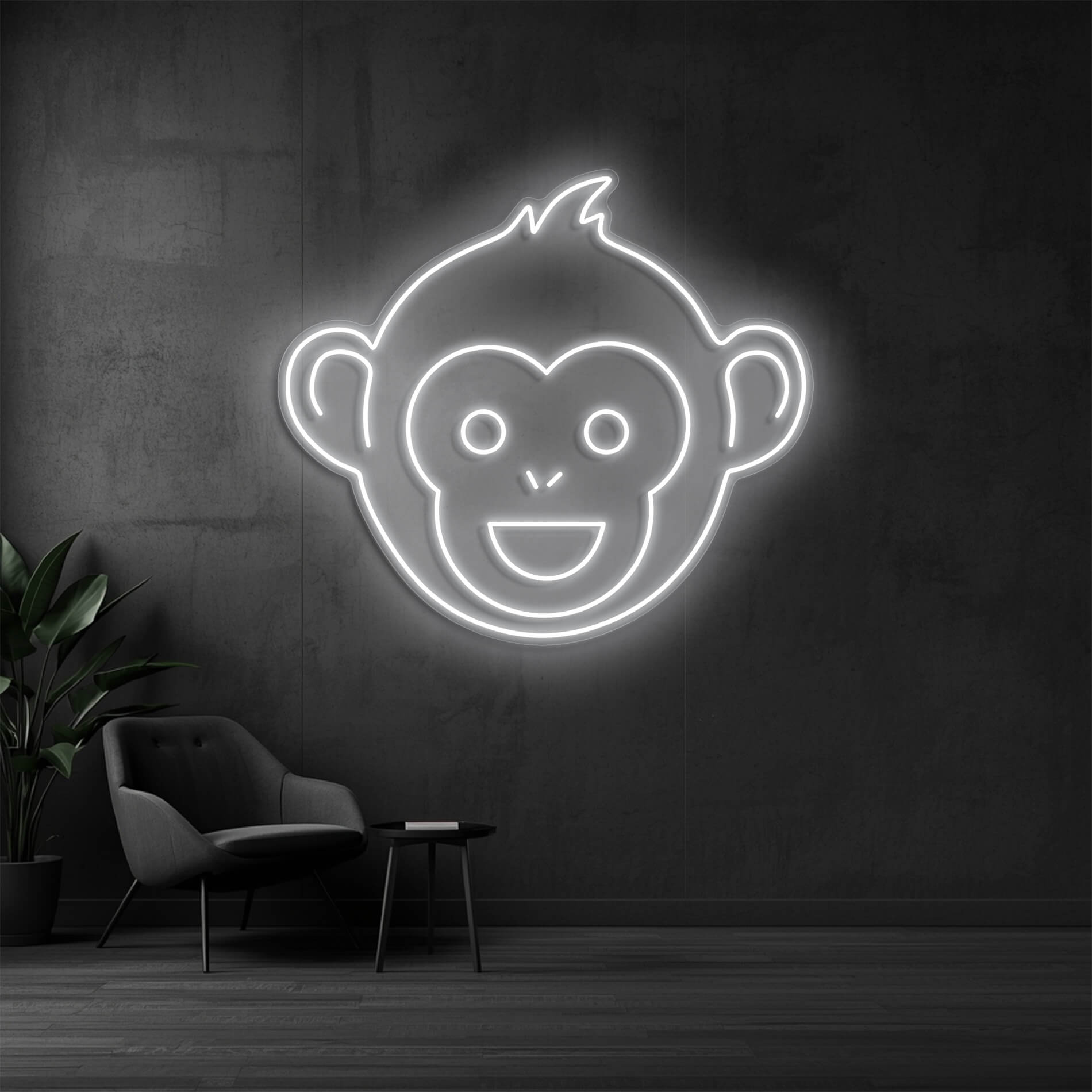 LED Neonschild Neonmonki als modernes Neonschild für die Wand in weiss