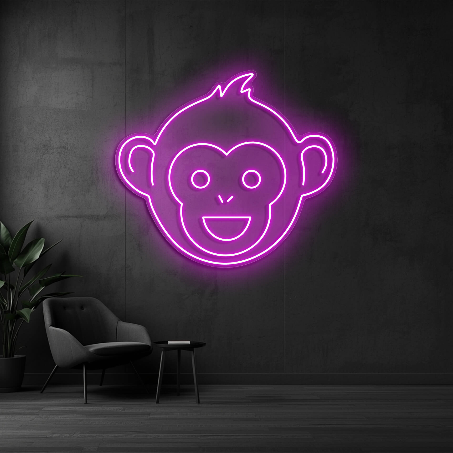 LED Neonschild Neonmonki Wandmotiv in pink