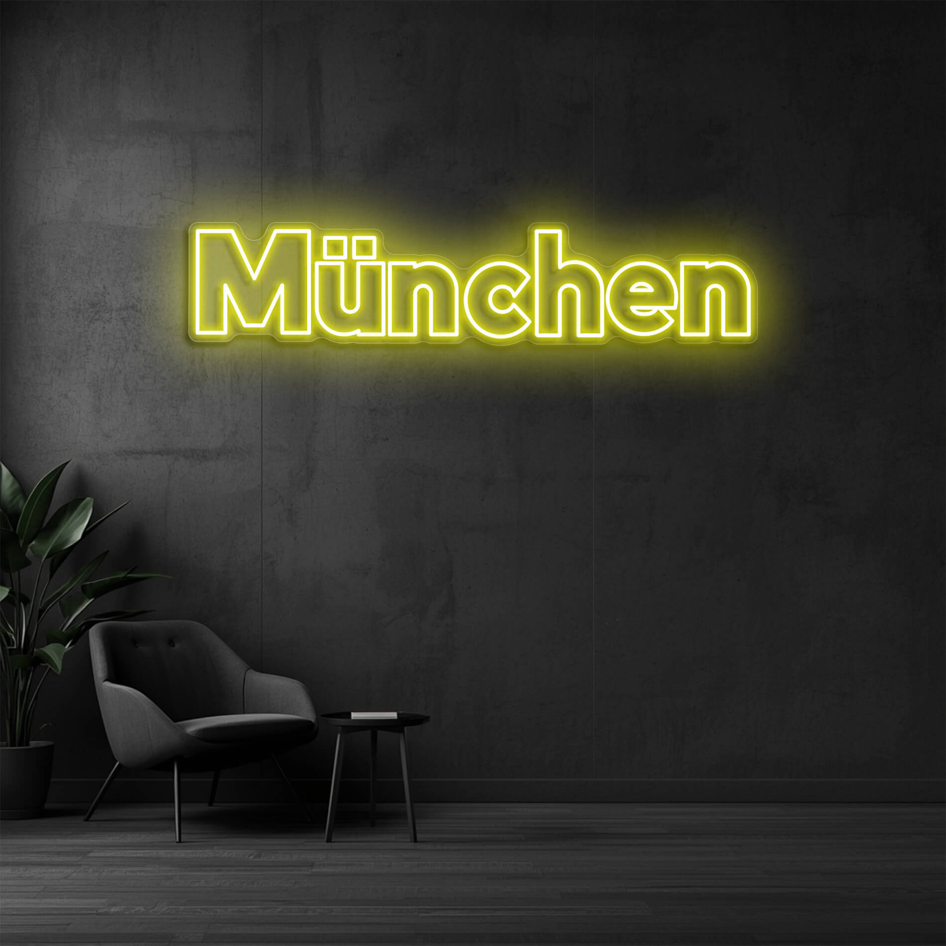 Neonschild München gelb als LED Beleuchtung