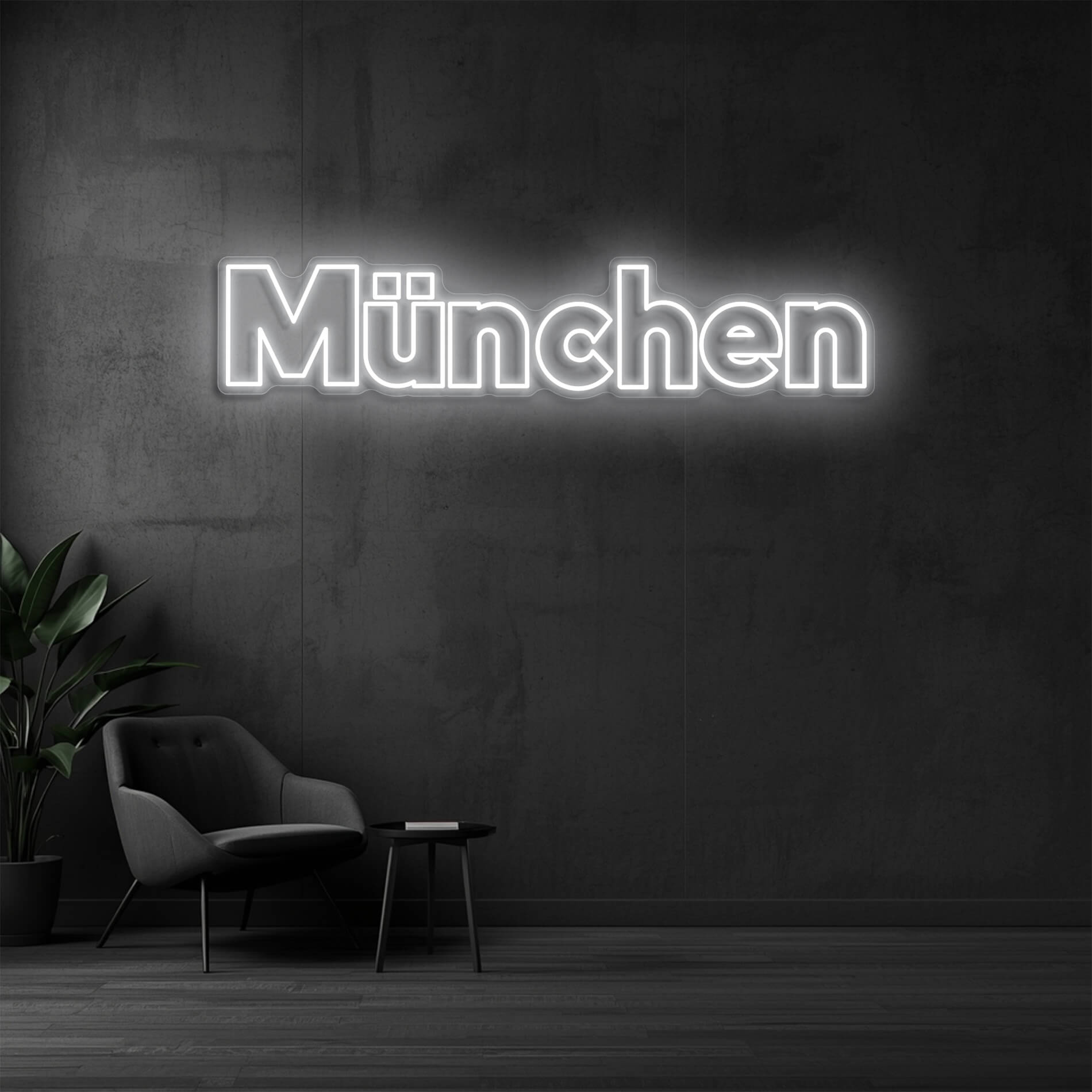 Neonschild München weiss als LED Neon Schild für Geschäfte