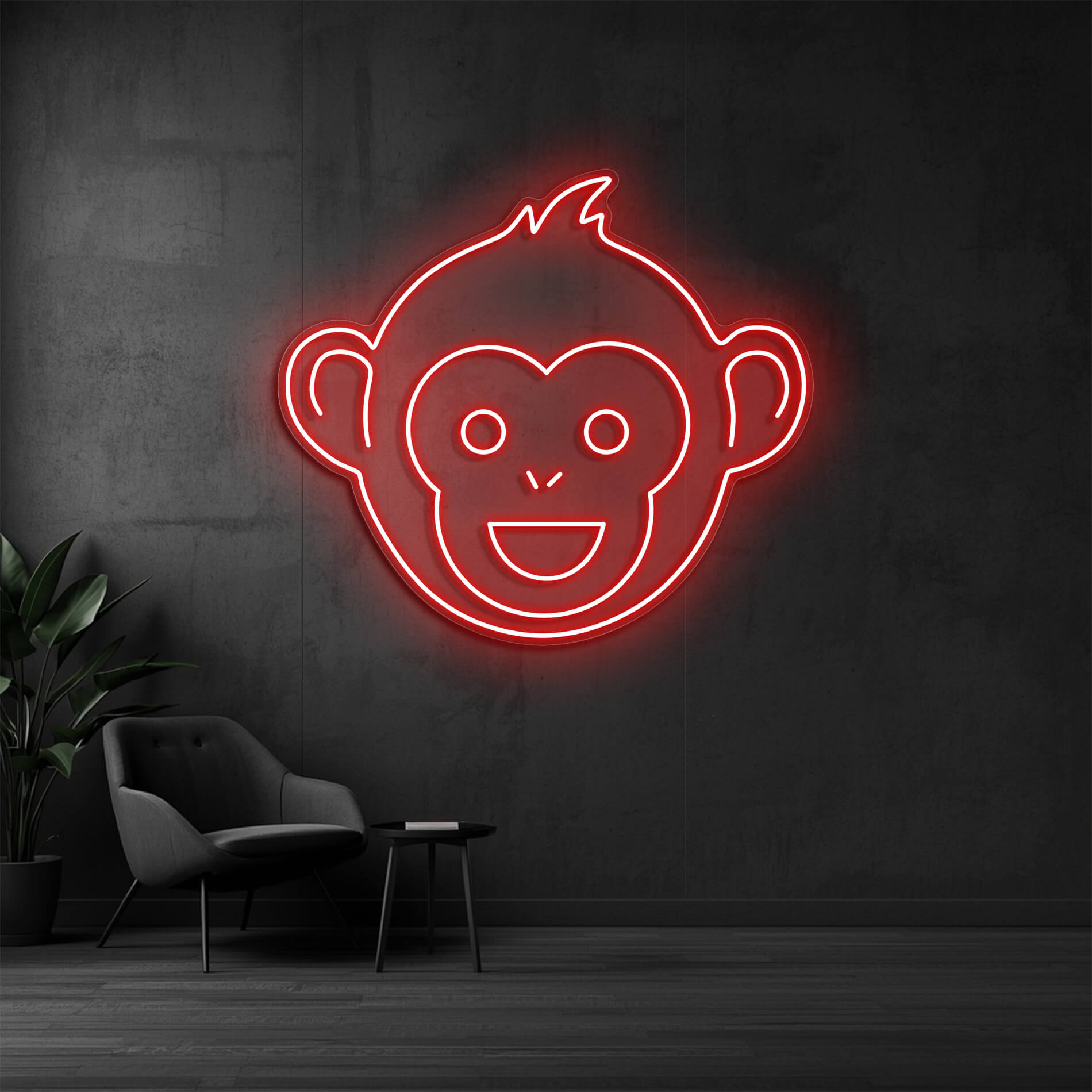 Neonmonki als auffälliges LED Neonschild in rot