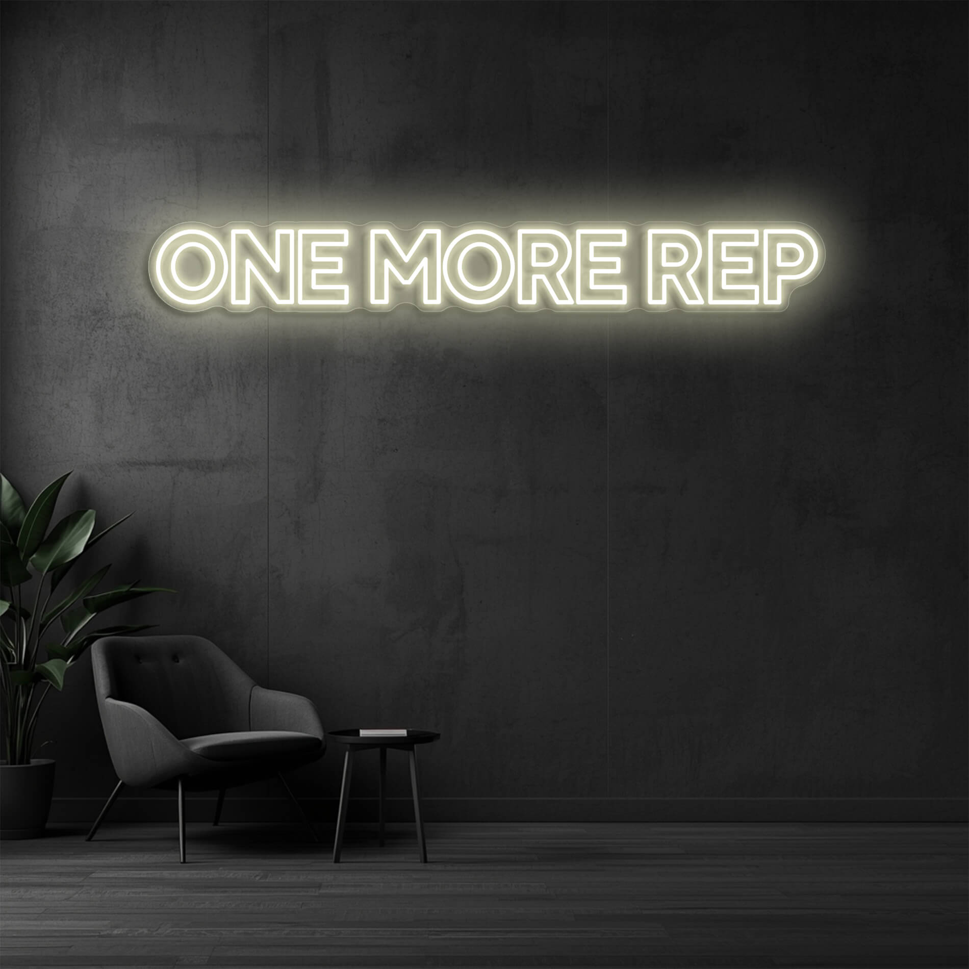One More Rep Fitness Neon Schild warmweiss für Gyms