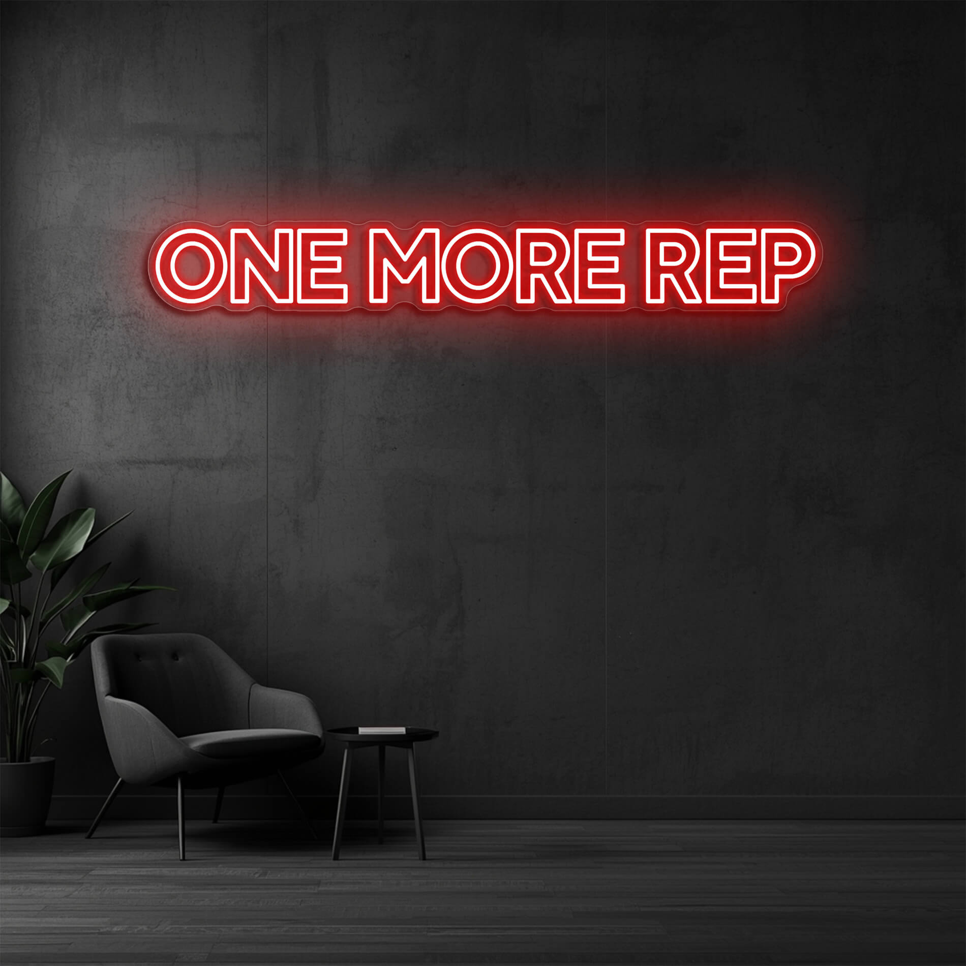 One More Rep Fitnessstudio Beleuchtung rot für Trainingsräume