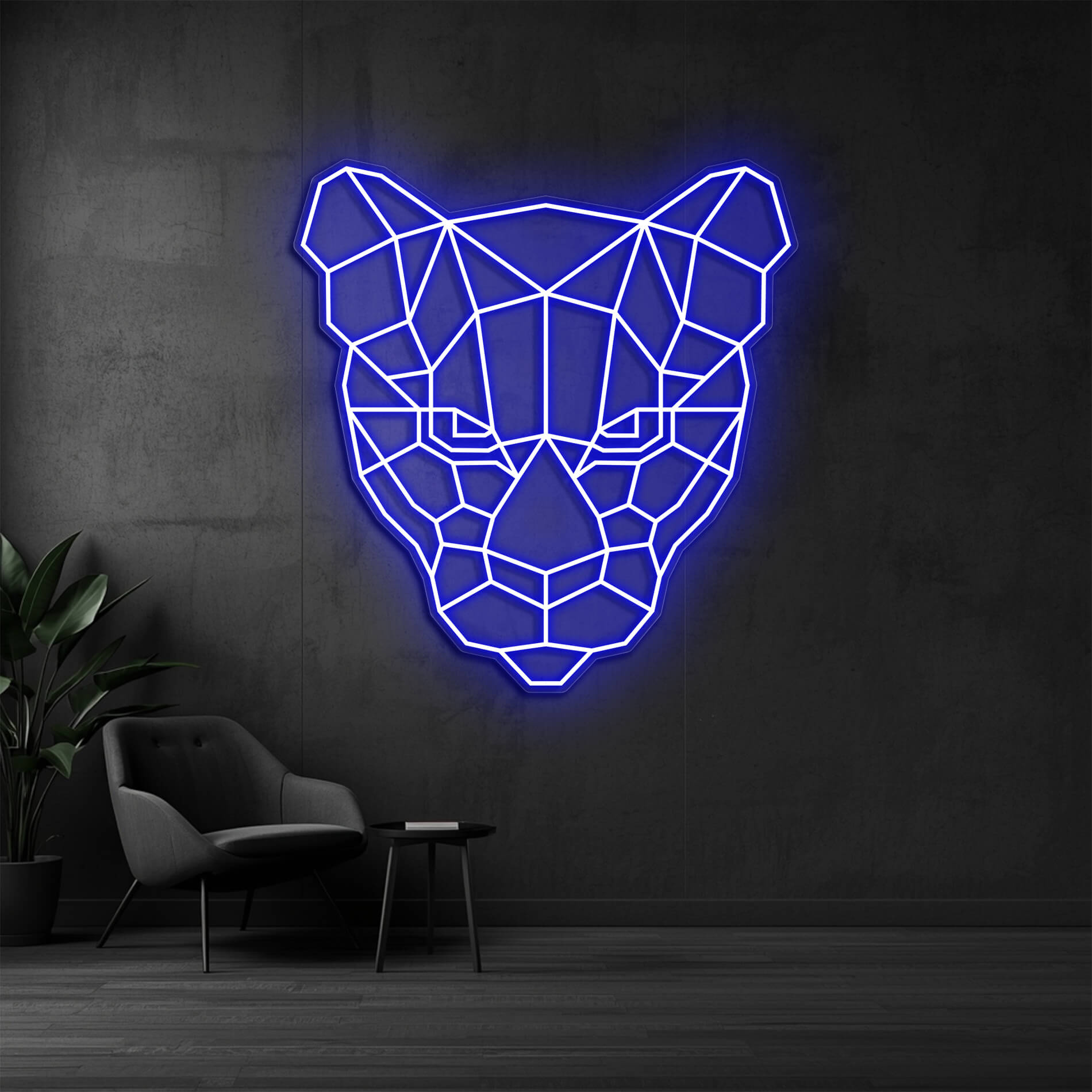 Puma LED Neon Design blau als dekoratives Wandlicht