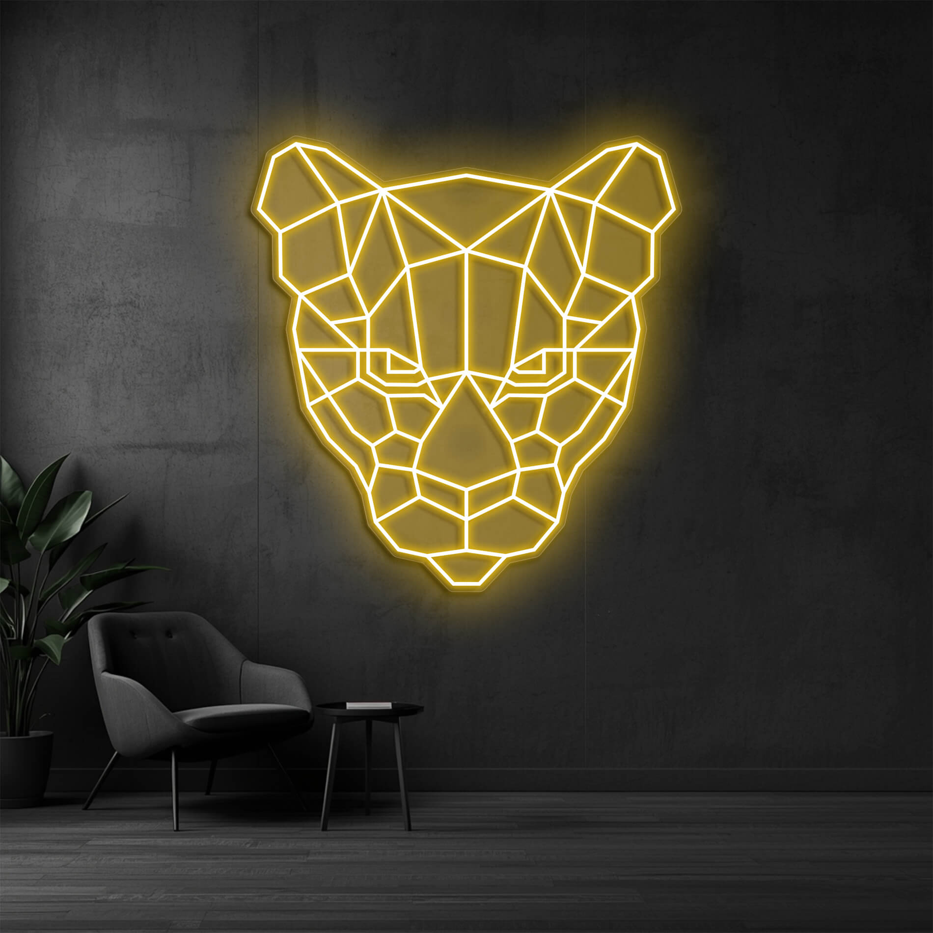 Puma LED Neonlampe goldgelb als dekoratives Wandlicht