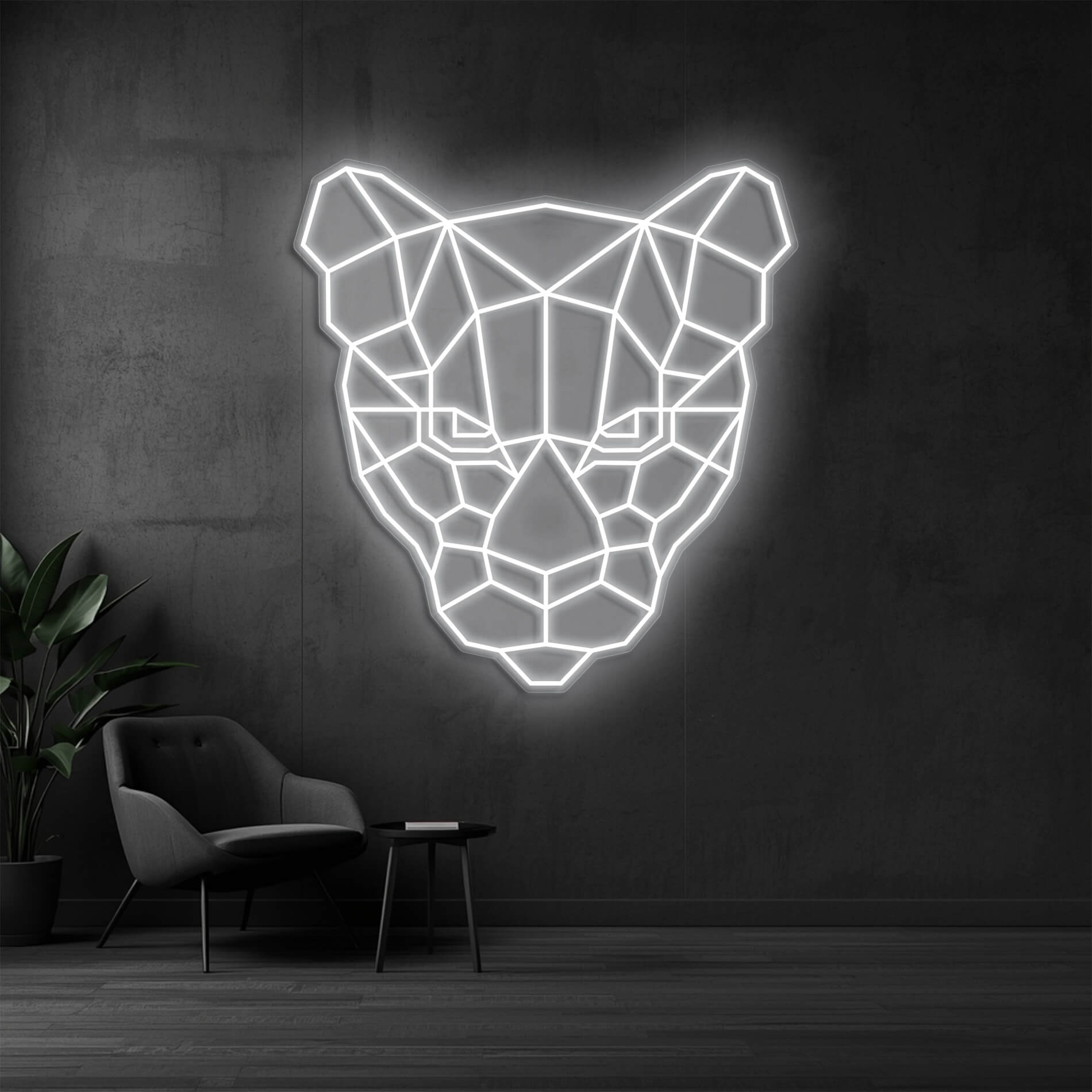 Puma Neonlampe weiss als modernes LED Wandlicht