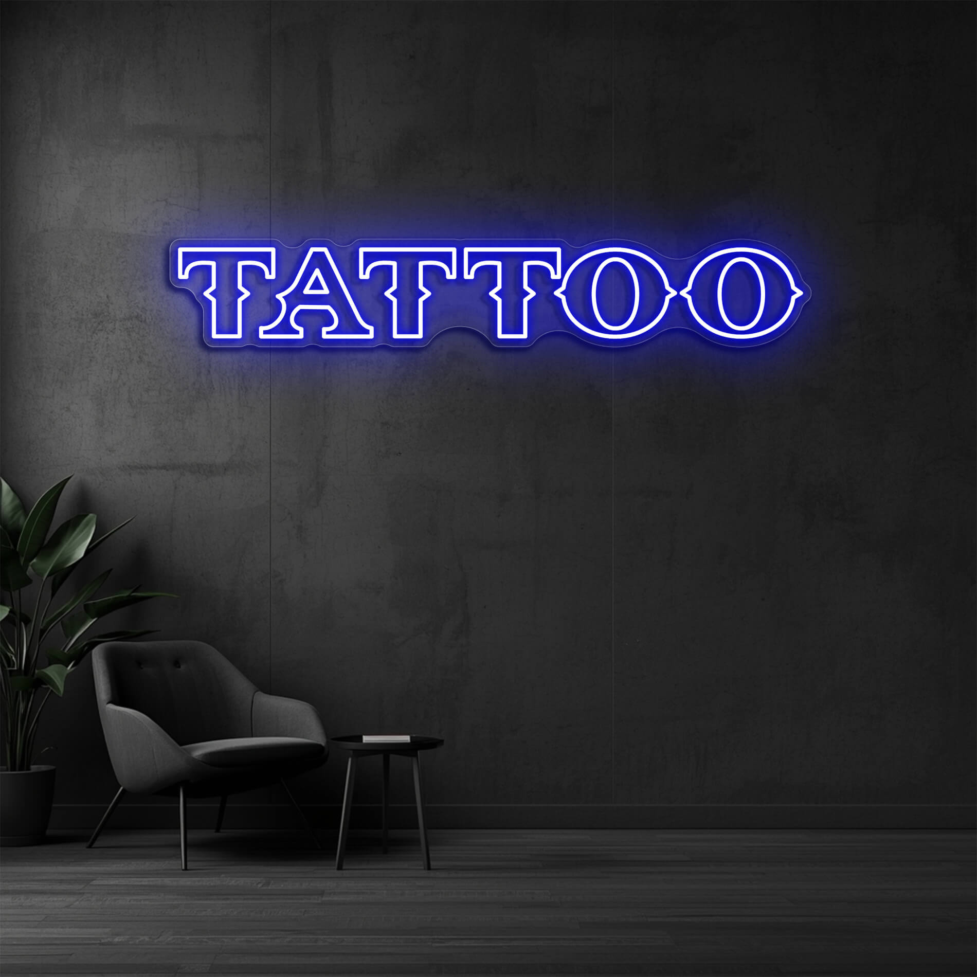 Tattoo LED Leuchtschild blau für Tattoo Studio Wandbeleuchtung