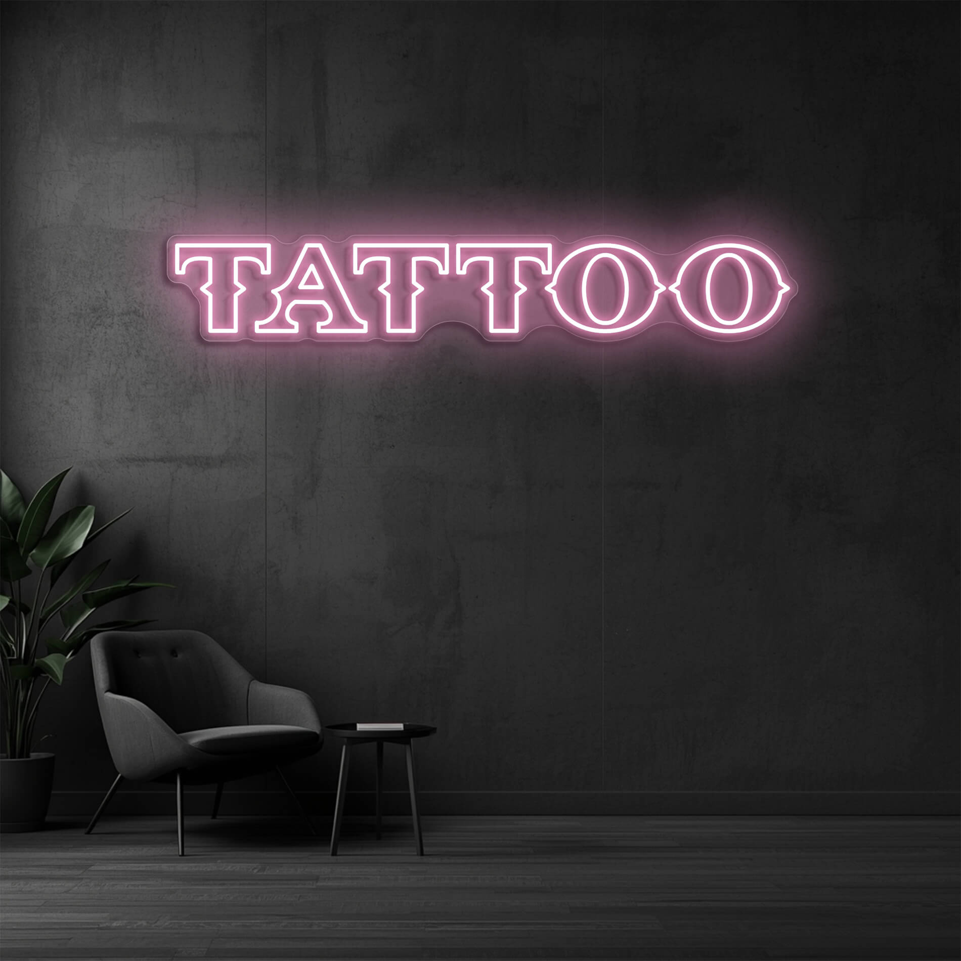 Tattoo LED Leuchtschild light pink als modernes Tattoo Studio Licht