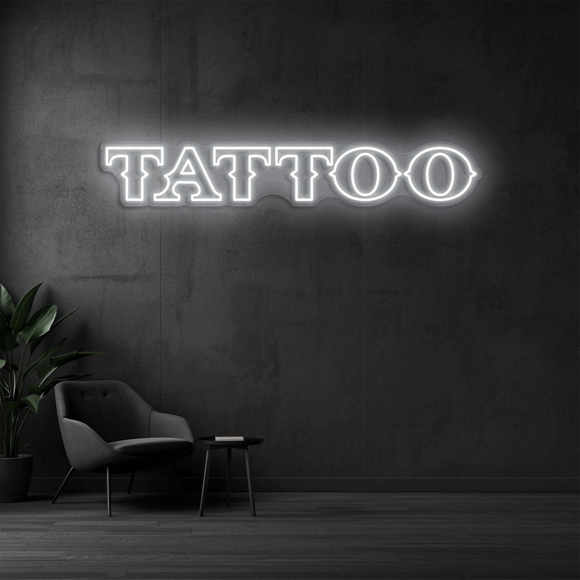Tattoo Leuchtschild weiss als LED Neon Schild für Tattoo Studios