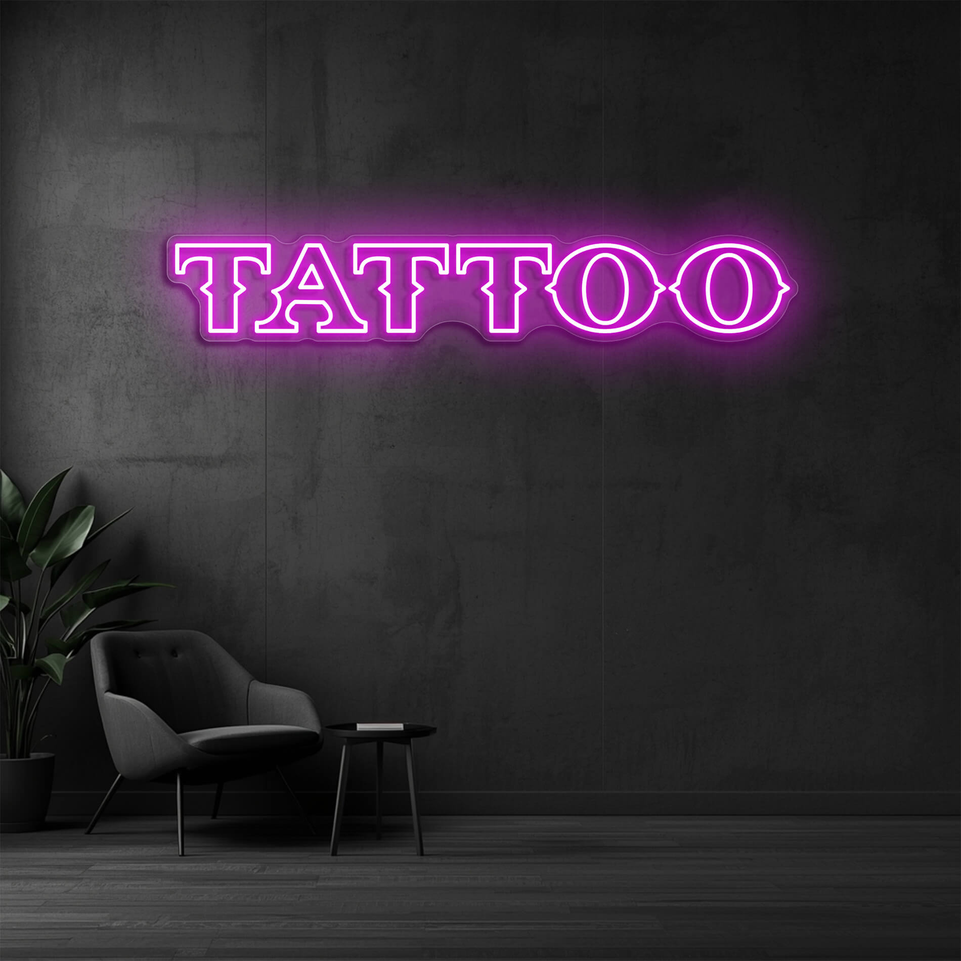 Tattoo Neon Leuchtschild pink als auffällige Studio Beleuchtung