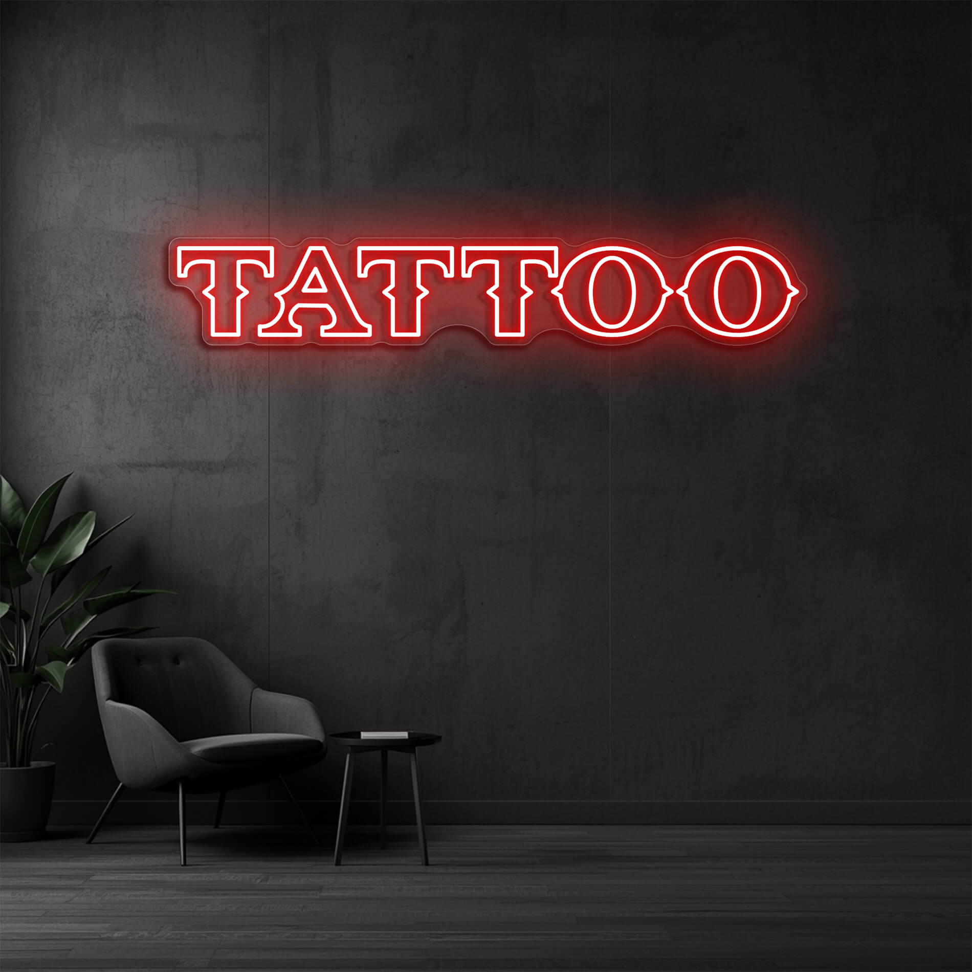 Tattoo Neon Schild rot als klassisches Leuchtschild für Tattoo Studios