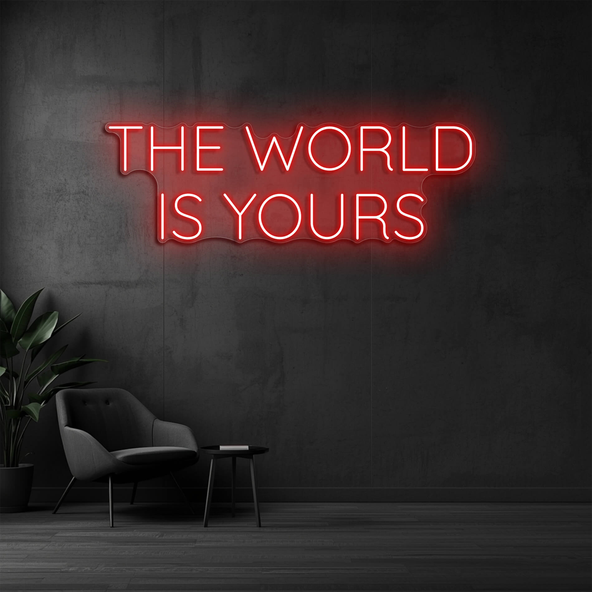 LED Wandlicht The World Is Yours rot als auffällige Lichtdeko