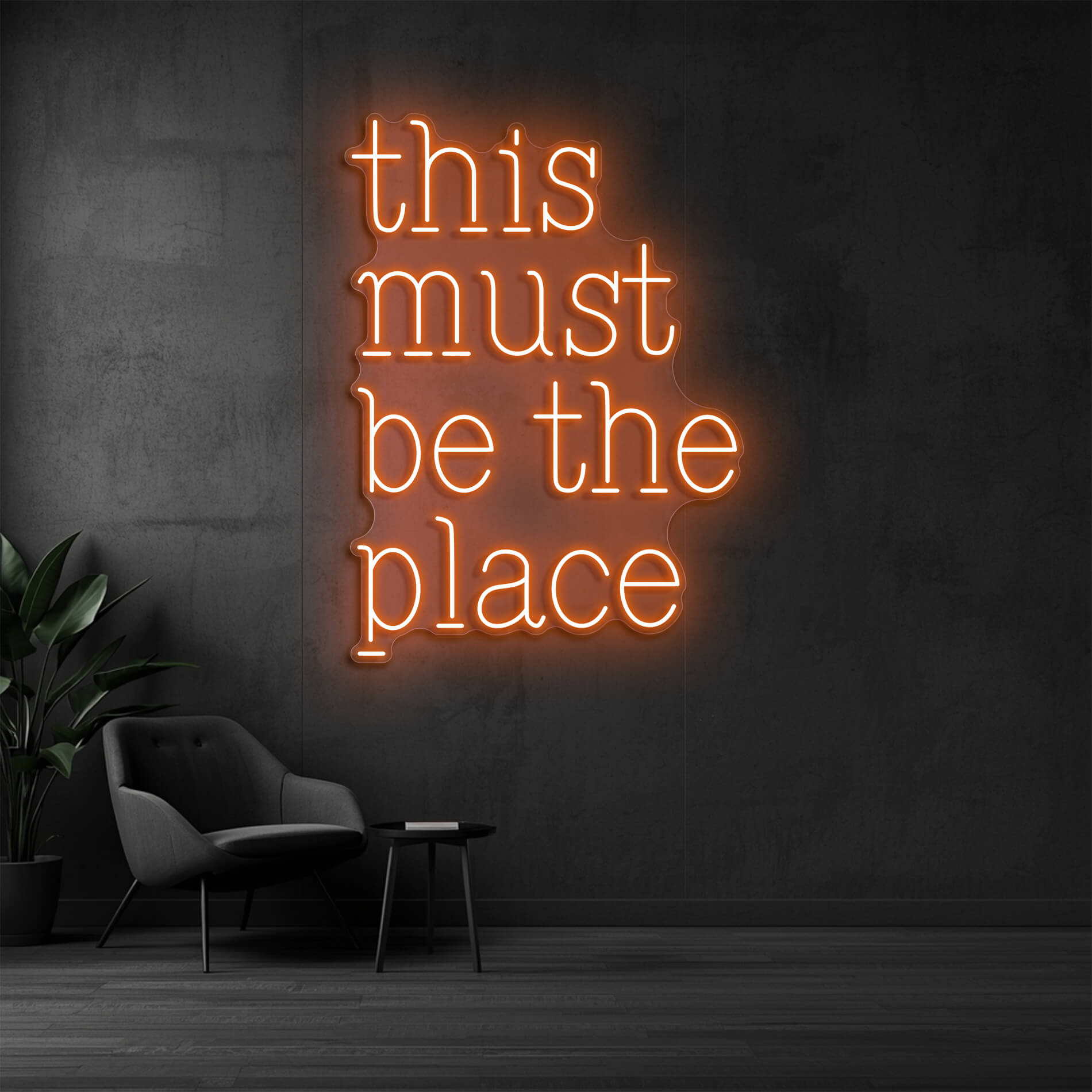 LED Leuchtschrift This Must Be The Place orange als dekoratives Wandlicht