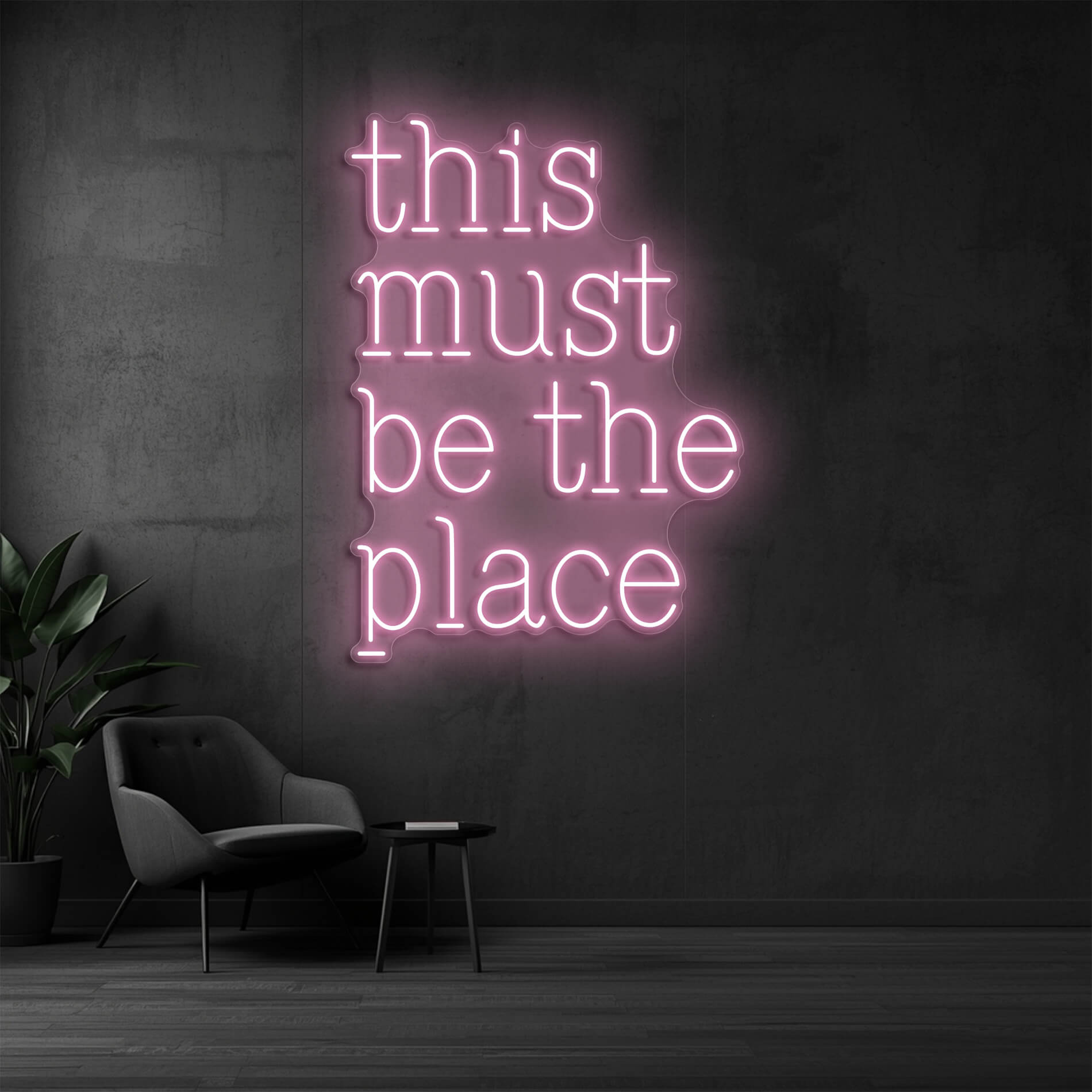 LED Lichtschrift This Must Be The Place light pink als sanftes Wandlicht