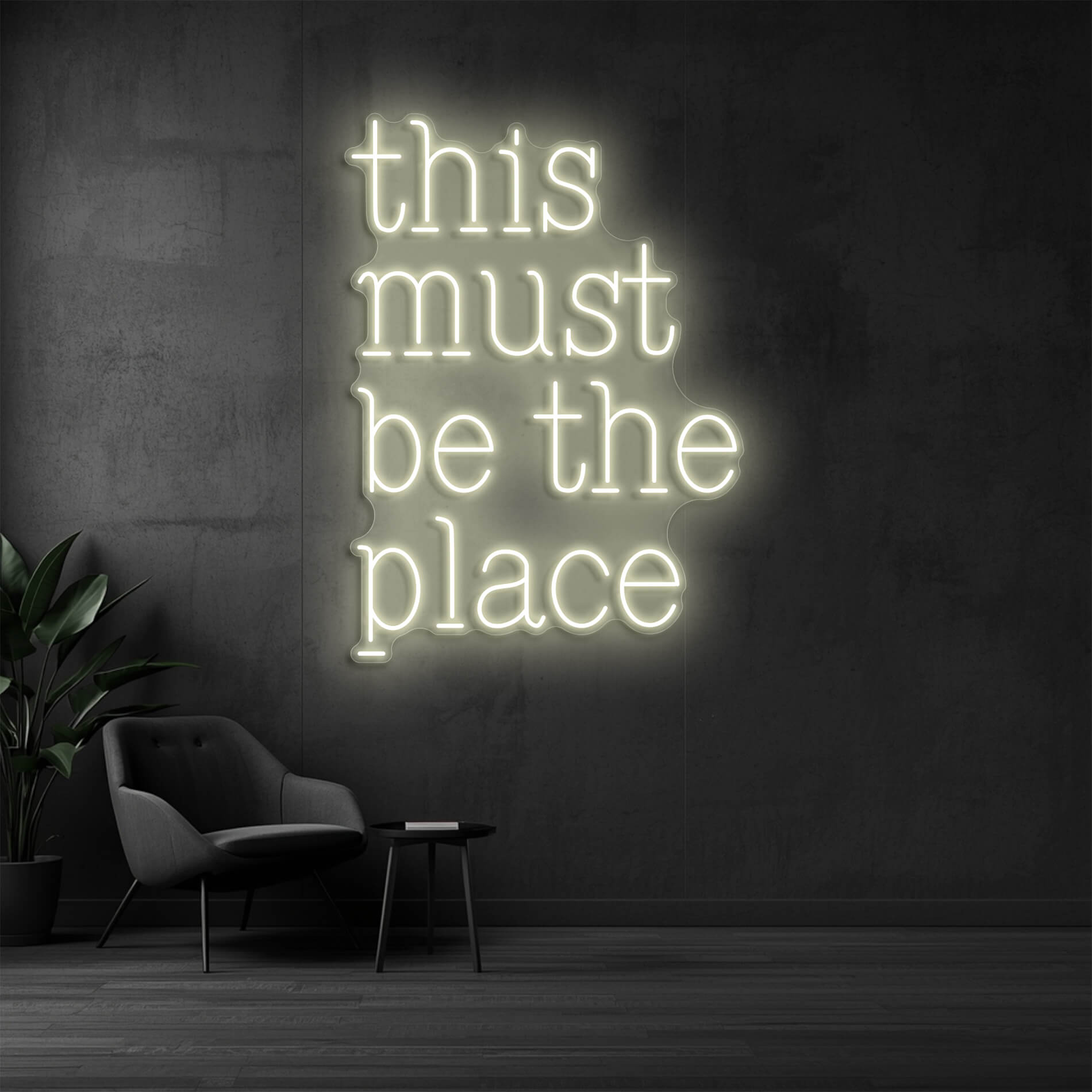 LED Lichtschrift This Must Be The Place warmweiss für moderne Raumdekoration