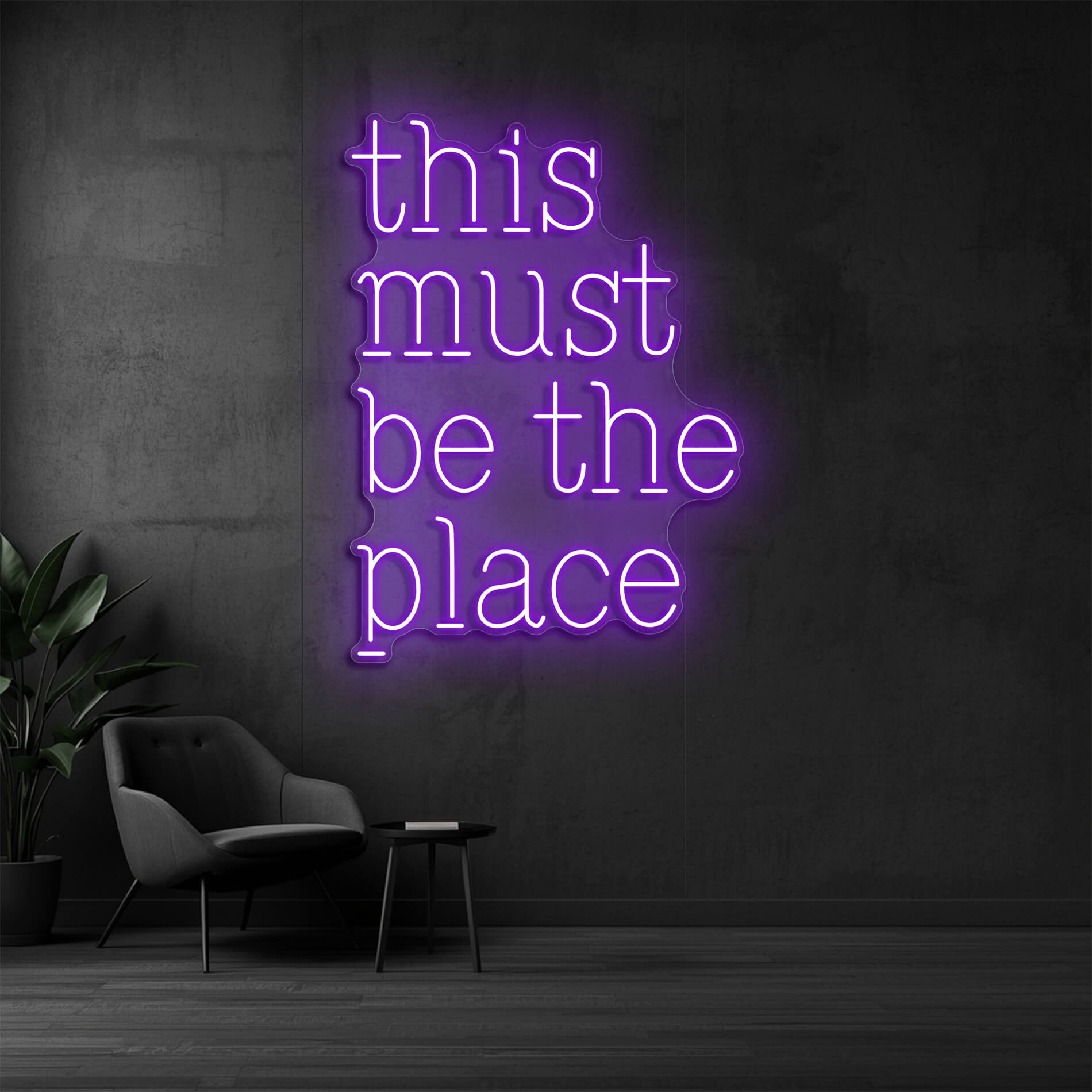 Neon Wandlicht This Must Be The Place violett als moderne Dekoration