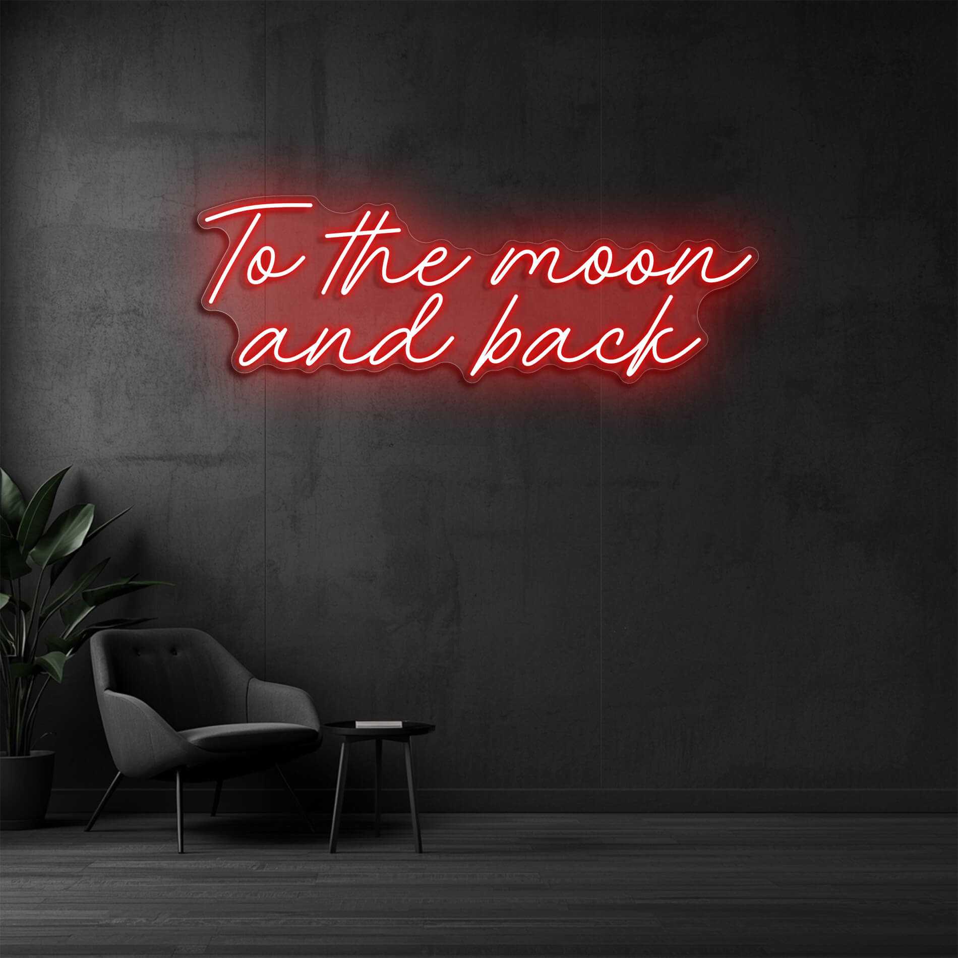 Neonlicht To the Moon and Back rot als dekoratives Neon Wandlicht