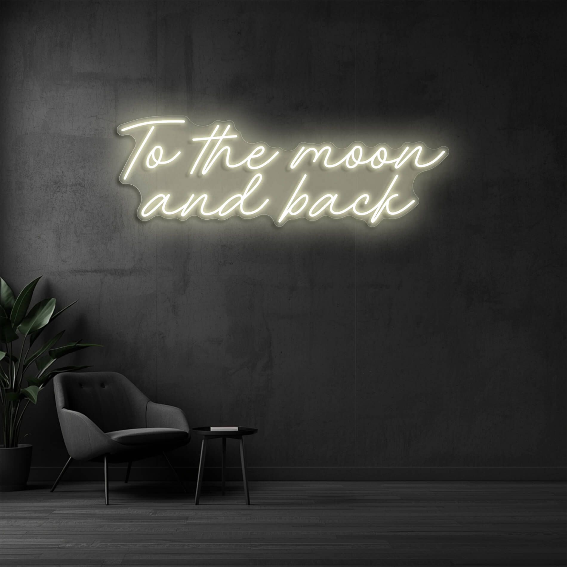 Neonlicht To the Moon and Back warmweiss für moderne Wanddekoration
