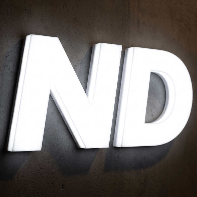 3D-Leuchtreklame vollflächig beleuchtet